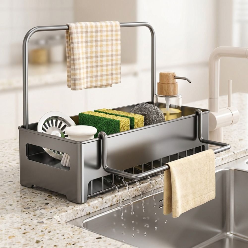 Commercial Kitchen Floor Drain - Étagère de rangement détachable pour évier,