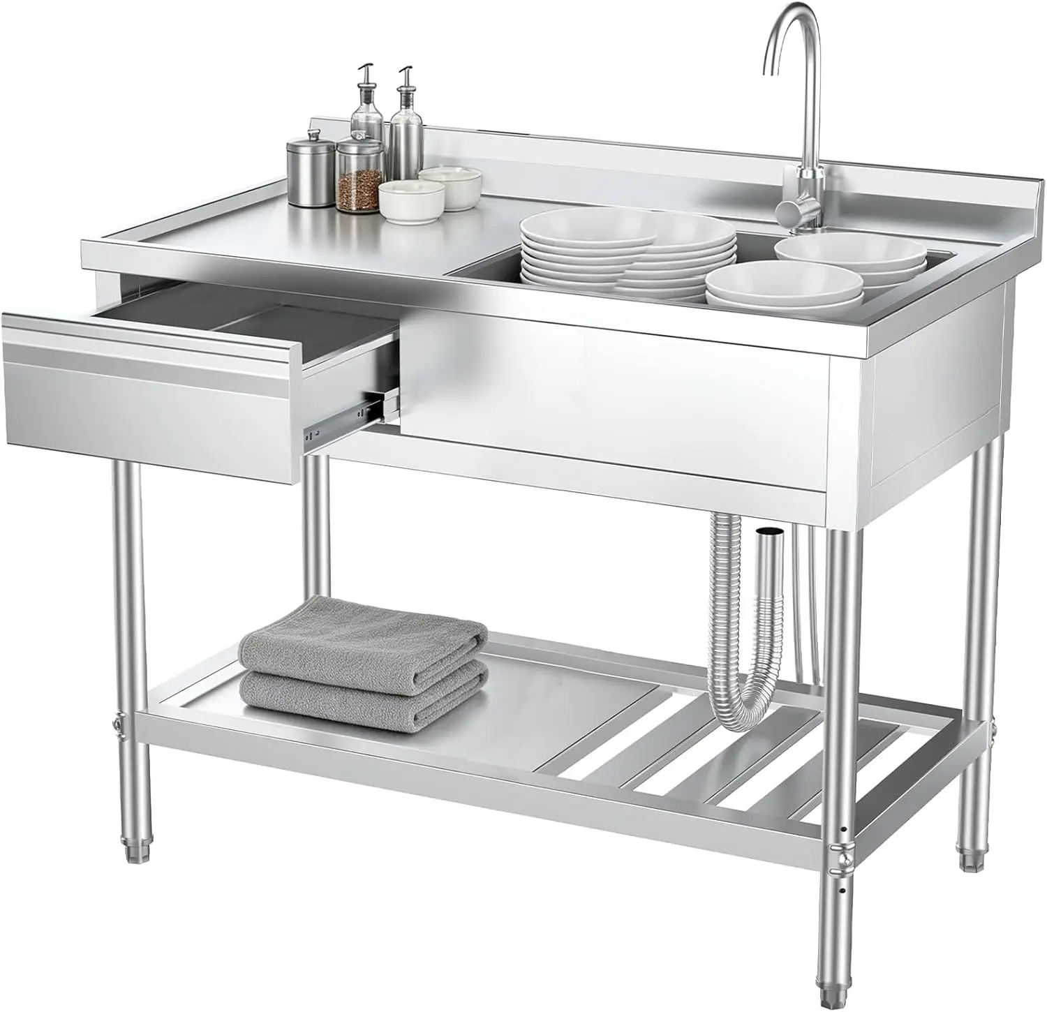 Commercial Kitchen Plumbing - Évier utilitaire en acier inoxydable avec